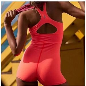 Free People Movement Every Single Time Runsie in Neon Coral sz XS/S